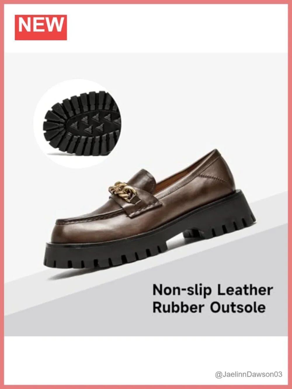 Chunky Loafers for Women Platform Lug Sole Slip-on Leather Shoes